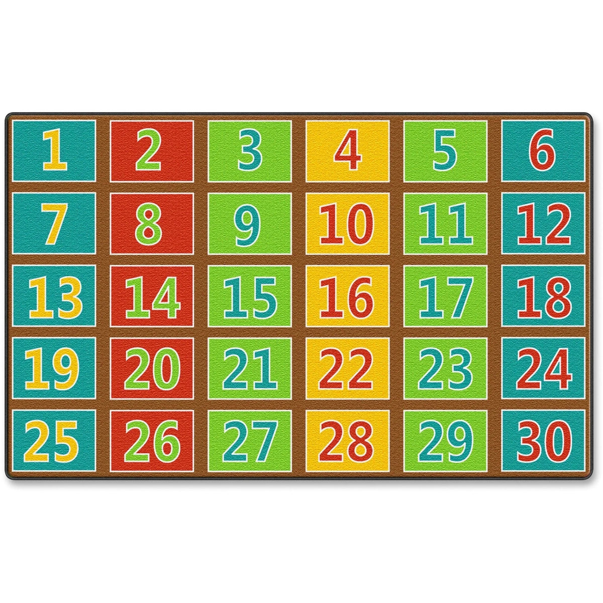 Flagship Carpets Fun 123s Color Square Rows Rug - Educational Multicolor - Rugs & Mats