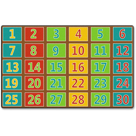 Flagship Carpets Fun 123s Color Square Rows Rug - Educational Multicolor - Rugs & Mats