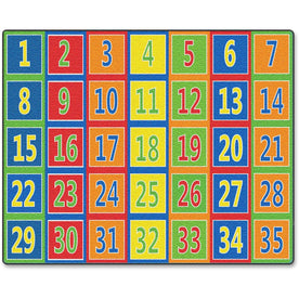 Flagship Carpets Fun 123s Color Square Rows Rug - Educational Multicolor - Rugs & Mats