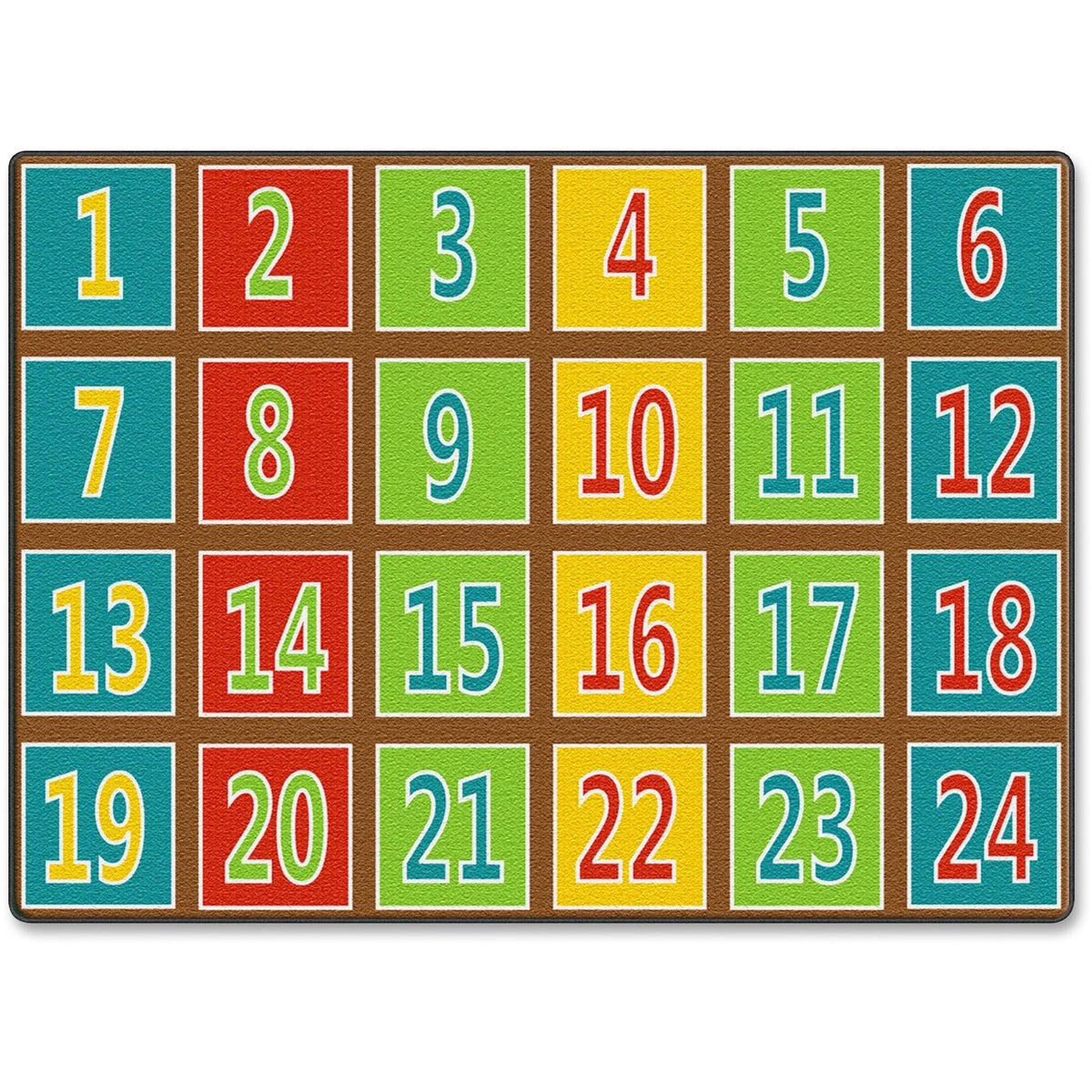 Flagship Carpets Fun 123s Color Square Rows Rug - Educational Multicolor - Rugs & Mats