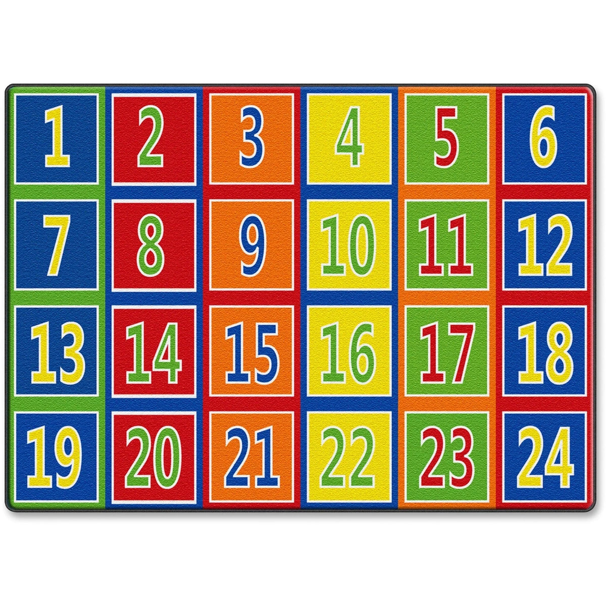 Flagship Carpets Fun 123s Color Square Rows Rug - Multicolor Educational Area - Rugs & Mats