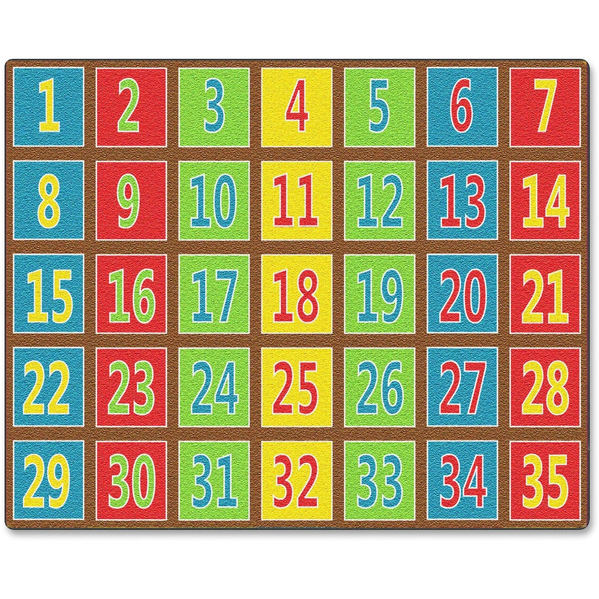 Flagship Carpets Fun 123s Color Square Rows Rug - Multicolor Educational Area - Rugs & Mats