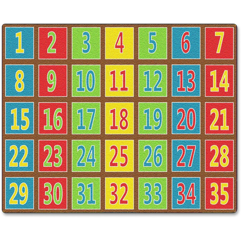 Flagship Carpets Fun 123s Color Square Rows Rug - Multicolor Educational Area - Rugs & Mats