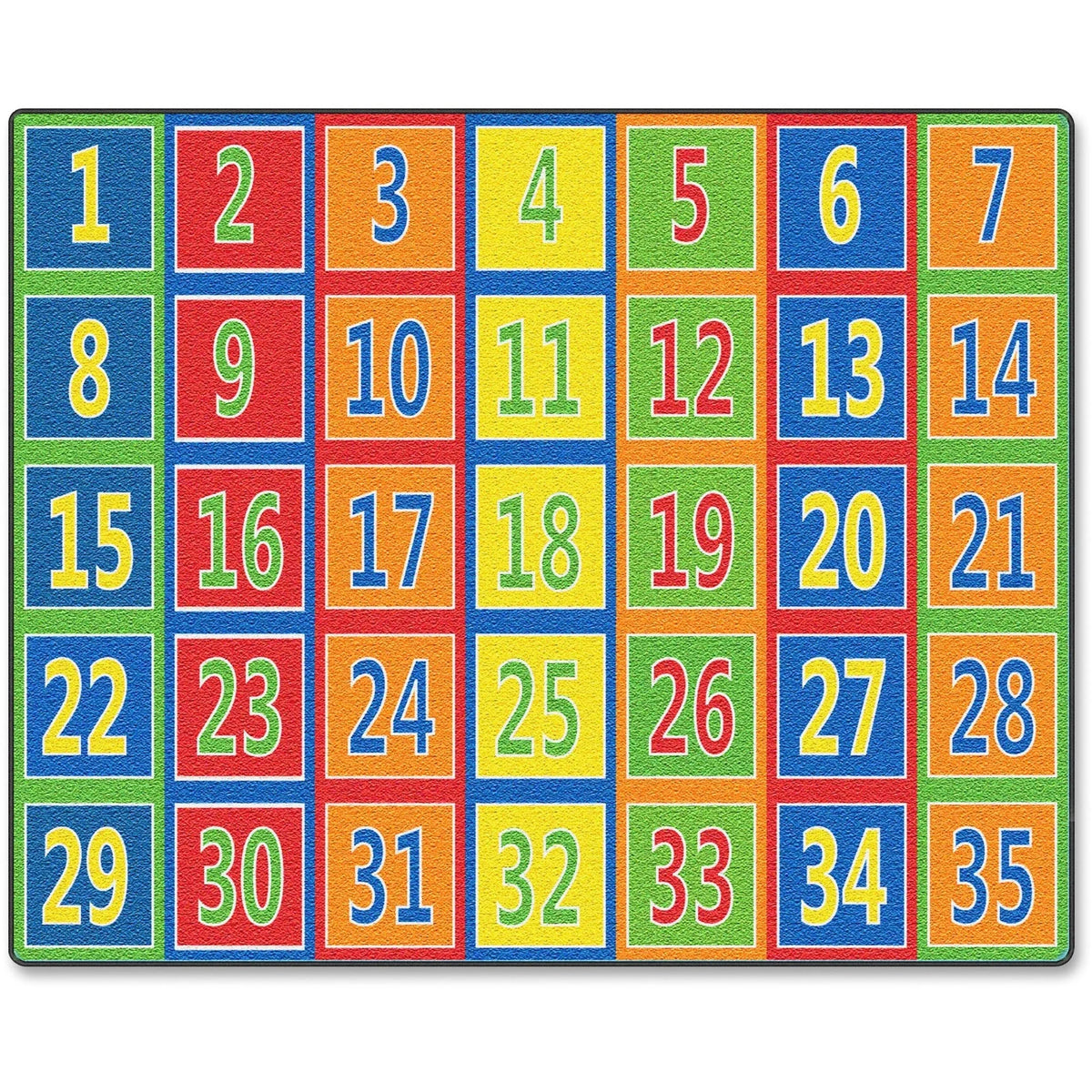 Flagship Carpets Fun 123s Color Square Rows Rug - Multicolor Educational Area - Rugs & Mats