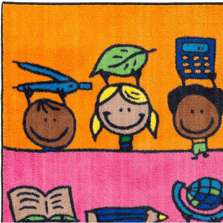 Flagship Carpets Fun At School Rug - 72’’x48’’ Multicolor Nylon Floor - Rugs & Mats