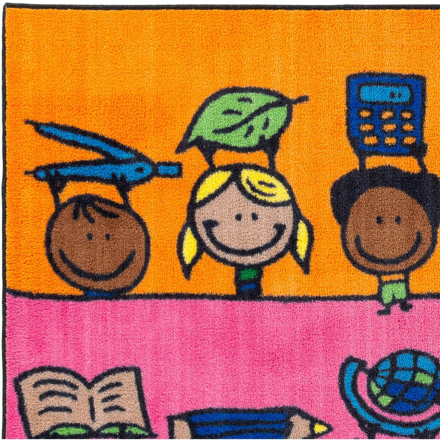 Flagship Carpets Fun At School Rug - 96’’x60’’ Multicolor Nylon - Rugs & Mats