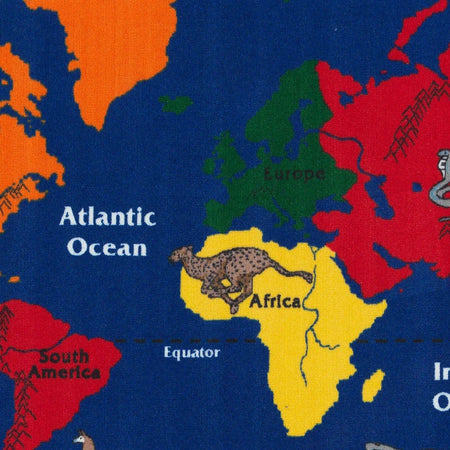Flagship Carpets Maps That Teach Global Rug - Educational 108x72’’ Multicolor Nylon - Rugs & Mats