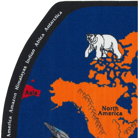 Flagship Carpets Maps That Teach Global Rug - Educational World Map Design - 13.16 ft x 10.75 - Multicolor Nylon - Rugs