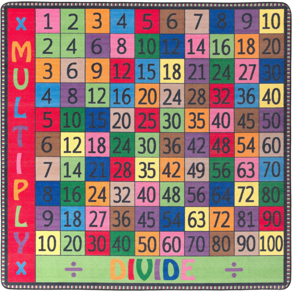 Flagship Carpets Math Collection Multiply/Divide Rug - 12x12 ft Square - Multicolor - Rugs & Mats