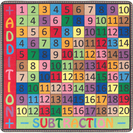 Flagship Carpets Math Collection Rug - Addition/Subtraction - 48’’x48’’ Square - Multicolor - Rugs & Mats