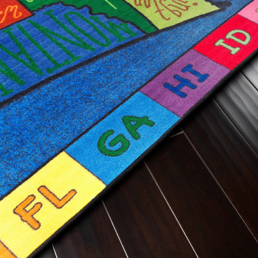 Flagship Carpets My America Doodle Map Rug - Multicolor Nylon - Rugs & Mats
