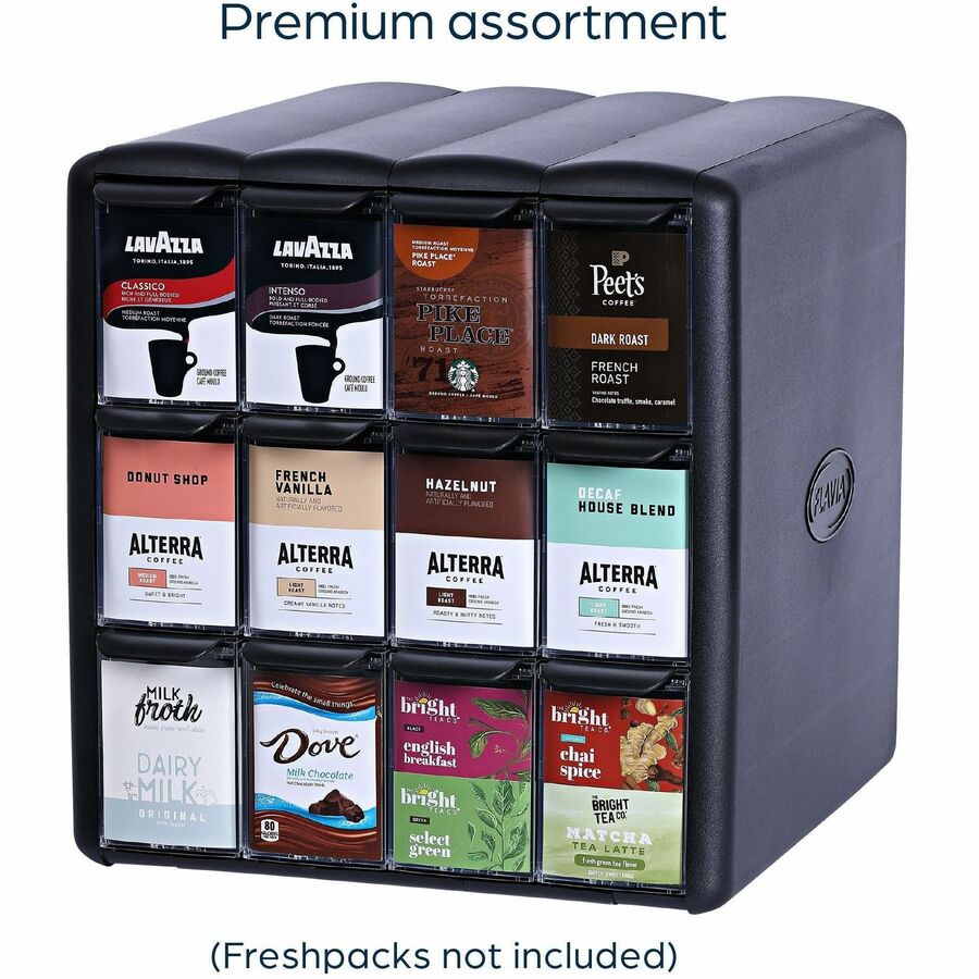 Flavia 4-Column Merchandiser - 480 - Horizontal20.50’’ Depth - Black - 1 Each - Breakroom Organizers