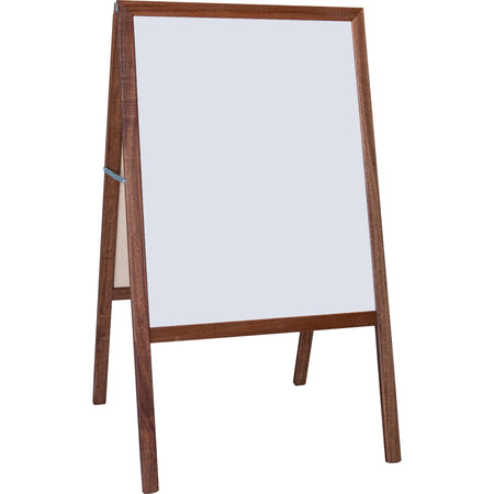 Flipside Dark Frame Signage Easel: Stained White/Black Surface Hardwood - Art Stations