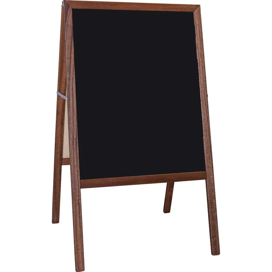 Flipside Dark Frame Signage Easel: Stained White/Black Surface Hardwood - Art Stations