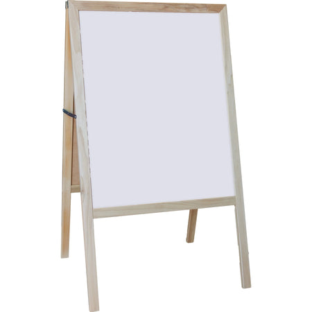 Flipside Dry-Erase/Chalkboard Easel: Natural White/Black Surface Hardwood Frame - Art Stations