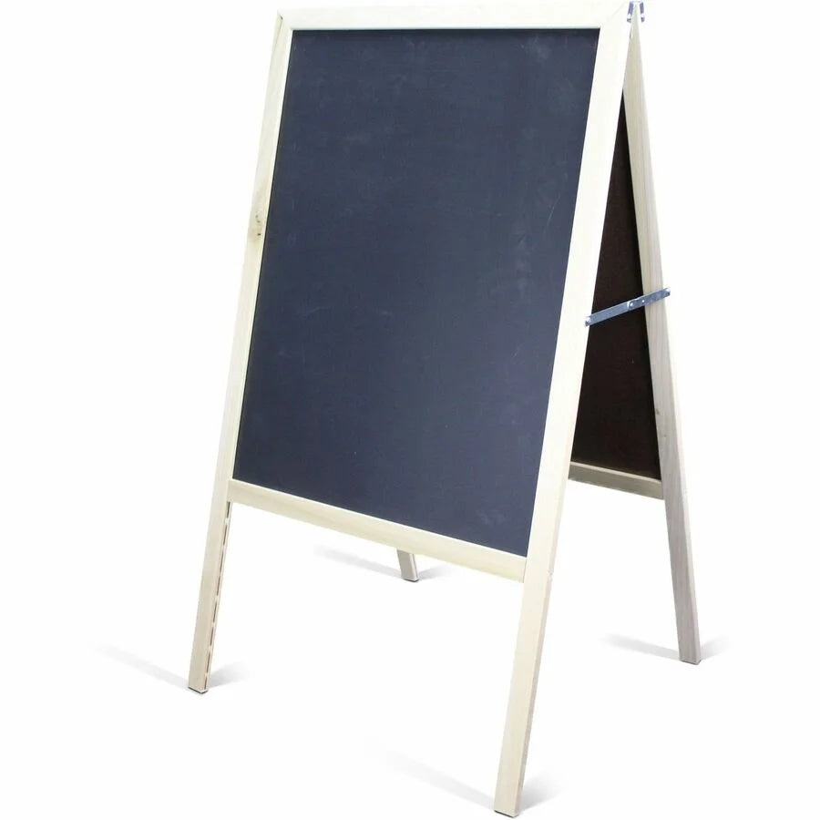 Flipside Dry-Erase/Chalkboard Easel: Natural White/Black Surface Hardwood Frame - Art Stations