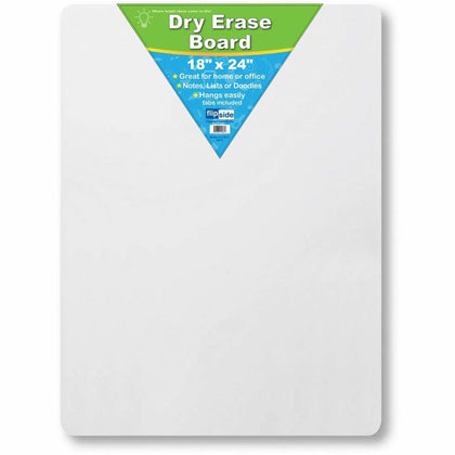 Flipside Unframed Dry Erase Board - 18x24’’ White Surface - Rectangle - Learning Boards & Supplies