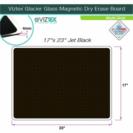 Floortex Viztex® Glacier Black Multi-Purpose Grid Glass Dry-Erase Board 17" x 23" - Alternate-Image4