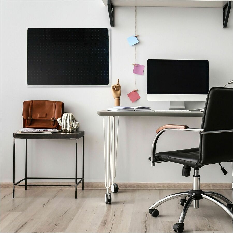 Floortex Viztex® Glacier Black Multi-Purpose Grid Glass Dry-Erase Board 17" x 23" - Alternate-Image1