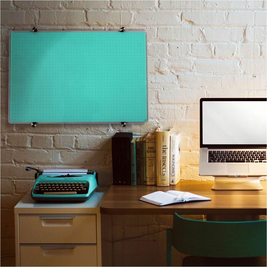 Floortex Viztex® Glacier Teal Multi-Purpose Grid Glass Dry-Erase Board 30" x 40" - Alternate-Image5