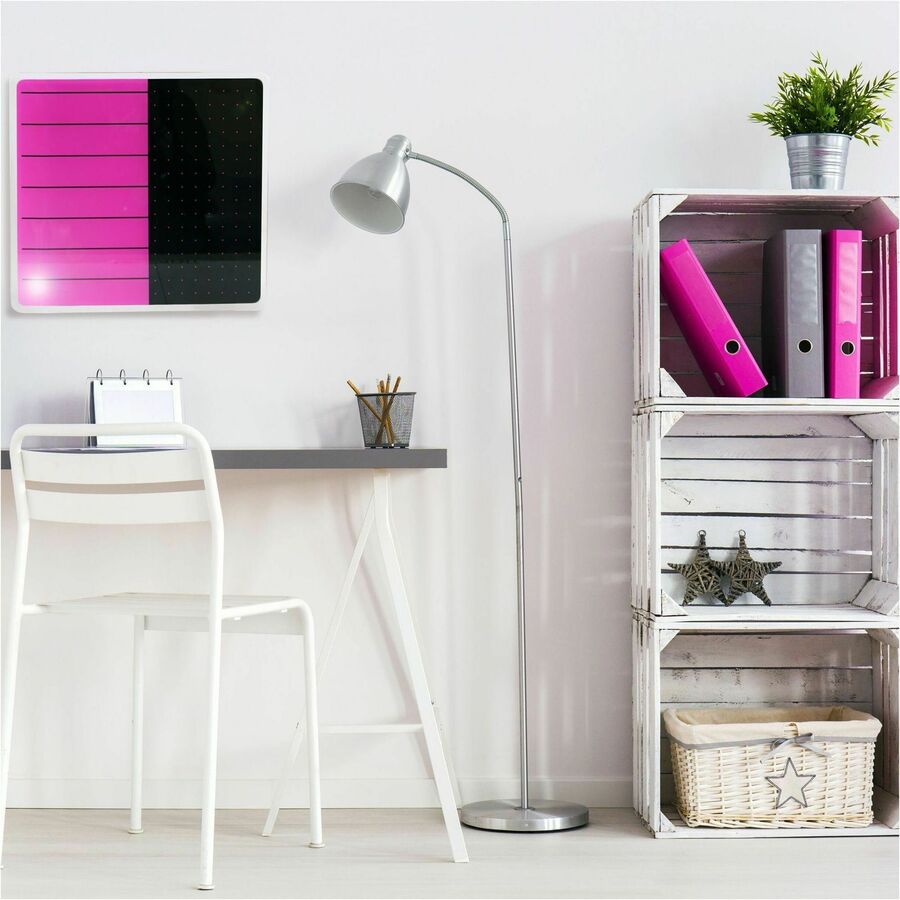 Floortex Viztex® Glacier Violet & Black Plan & Grid Glass Dry-Erase Board - 14" x 14" - Alternate-Image1