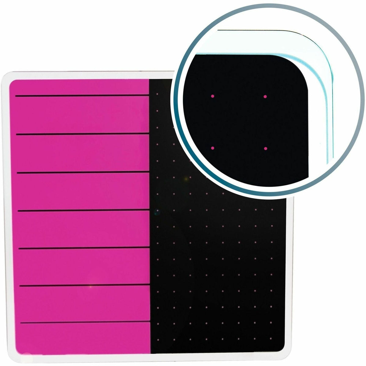 Floortex Viztex® Glacier Violet & Black Plan & Grid Glass Dry-Erase Board - 14" x 14" - 2000