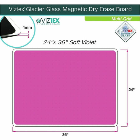 Floortex Viztex® Glacier Violet Multi-Purpose Grid Glass Dry-Erase Board 24" x 36" - Alternate-Image2