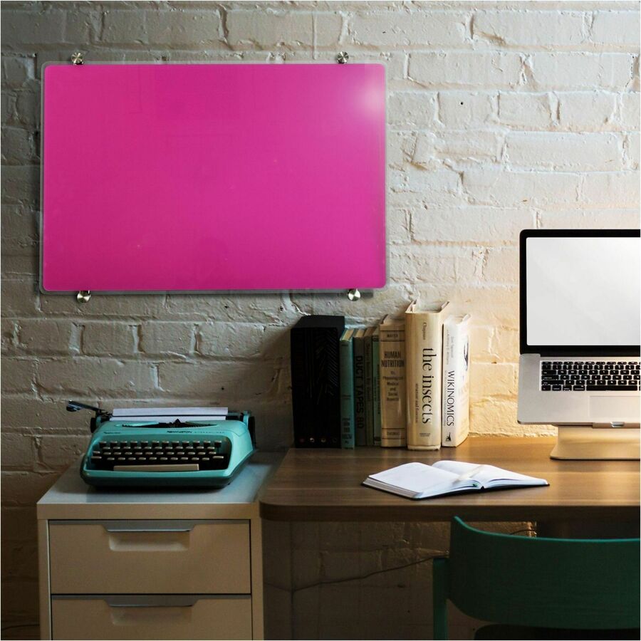 Floortex Viztex® Glacier Violet Multi-Purpose Grid Glass Dry-Erase Board 24" x 36" - Alternate-Image1