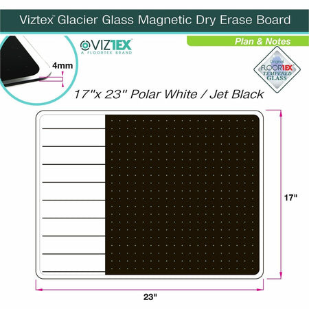 Floortex Viztex® Glacier White & Black Plan & Grid Glass Dry-Erase Board - 17" x 23" - Alternate-Image8