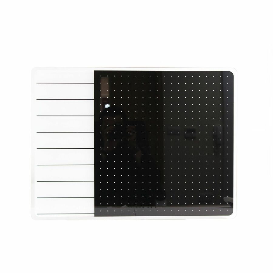 Floortex Viztex® Glacier White & Black Plan & Grid Glass Dry-Erase Board - 17" x 23" - Alternate-Image1