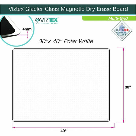 Floortex Viztex® Glacier White Multi-Purpose Grid Glass Dry-Erase Board 30" x 40" - Alternate-Image5