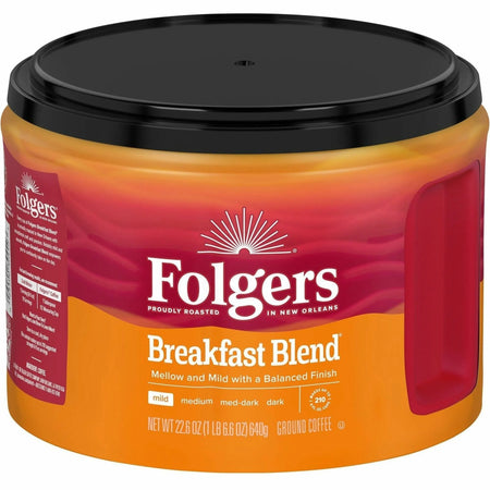Folgers Breakfast Blend Coffee: Mild Ground - 22.6 oz Canister - Coffee