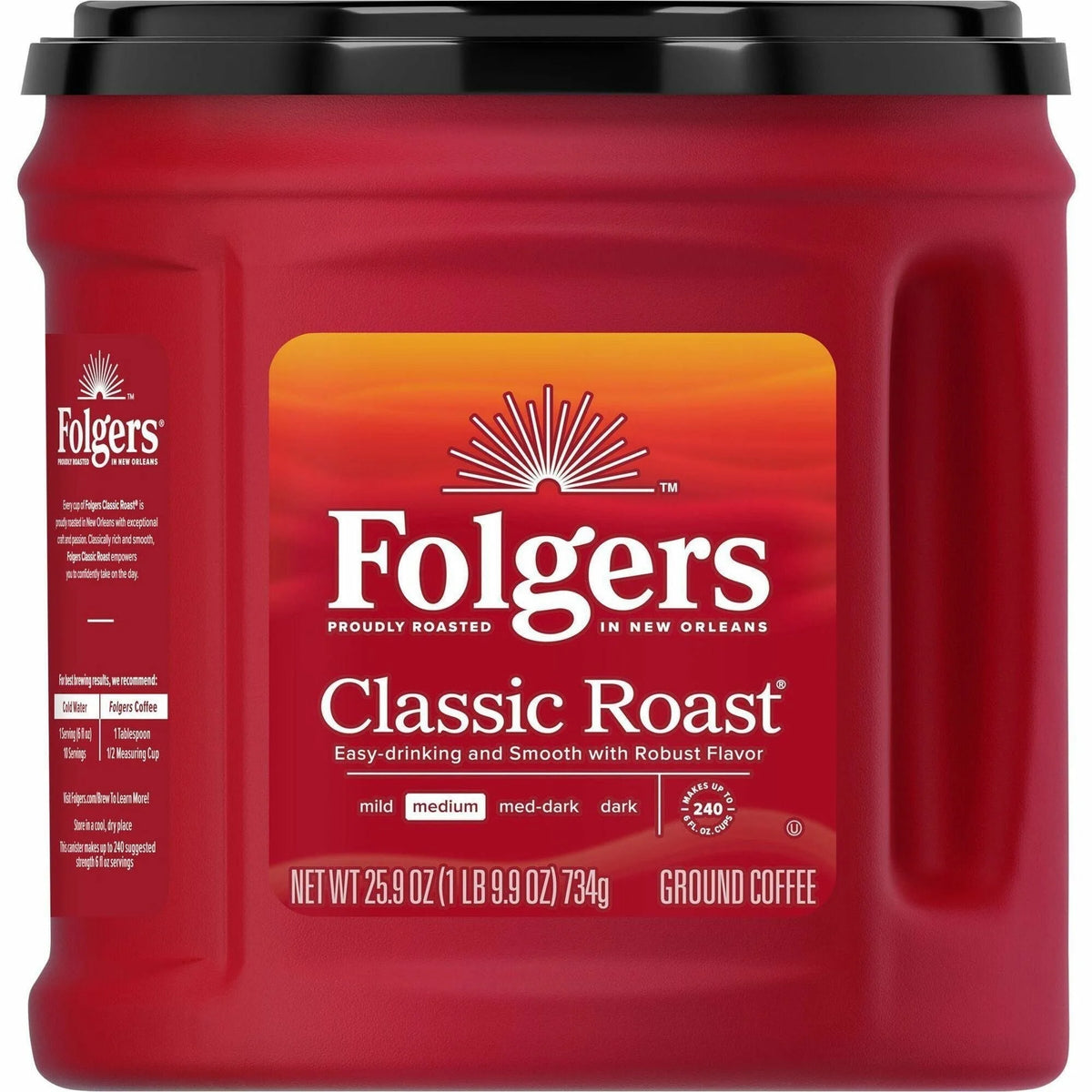 Folgers Classic Roast Coffee: Medium Ground 25.9 oz Canister - Coffee