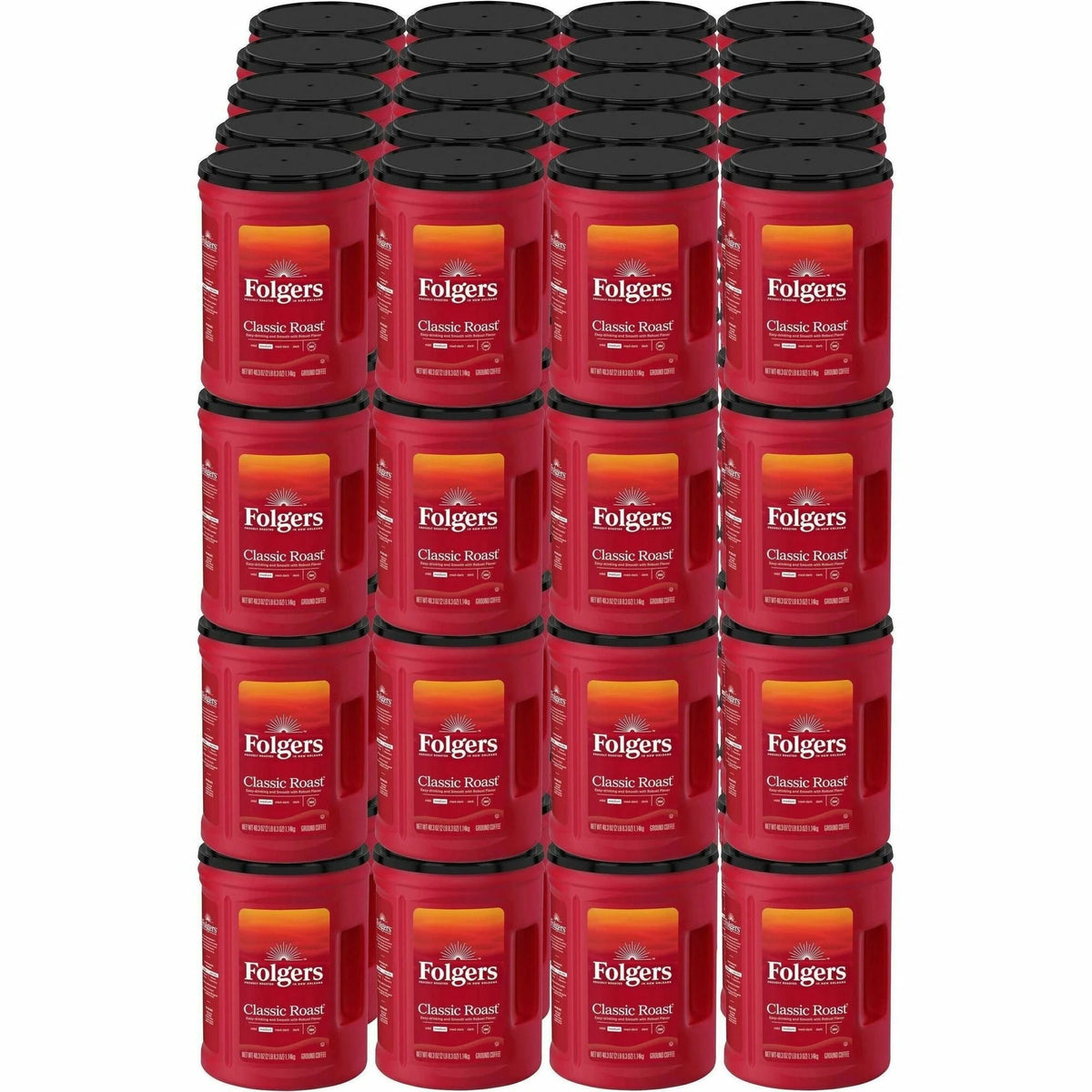 Folgers Classic Roast Coffee: Medium Ground Mountain Grown - 40.3 oz - Kosher - 210/Pallet - Coffee