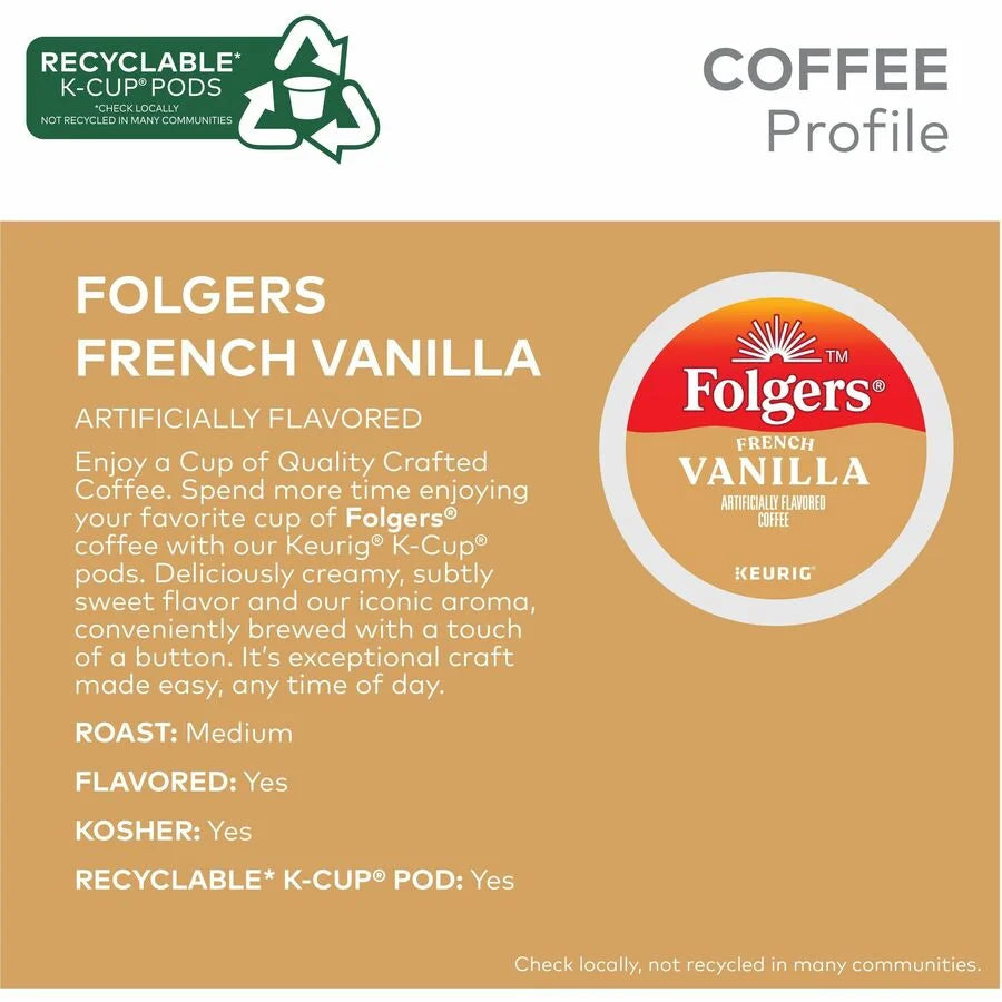 Folgers K-Cup French Vanilla Coffee 24 / Box Medium for Keurig Brewer Kosher (GMT7462)