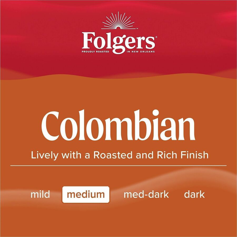 Folgers® Filter Pack Colombian Coffee - Regular - Medium/Dark - 1.4 oz - 40 / Carton