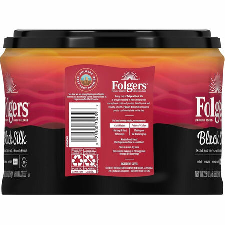 Folgers® Ground Black Silk Coffee - Dark - 22.6 oz Per Canister - 6 / Carton