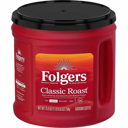Folgers® Ground Classic Roast Coffee - Medium - 25.9 oz Per Canister - Rich Aroma - Kosher - 294 / Pallet
