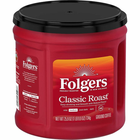Folgers® Ground Classic Roast Coffee - Medium - 25.9 oz Per Canister - Rich Aroma - Kosher - 294 / Pallet