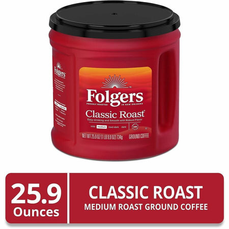Folgers® Ground Classic Roast Coffee - Medium - 25.9 oz Per Canister - Rich Aroma - Kosher - 294 / Pallet