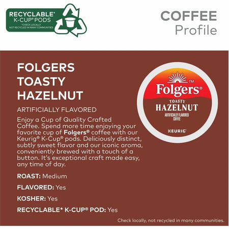 Folgers K-Cup Toasty Hazelnut Coffee 24 / Box Medium for Keurig Brewer Cream (GMT7463)
