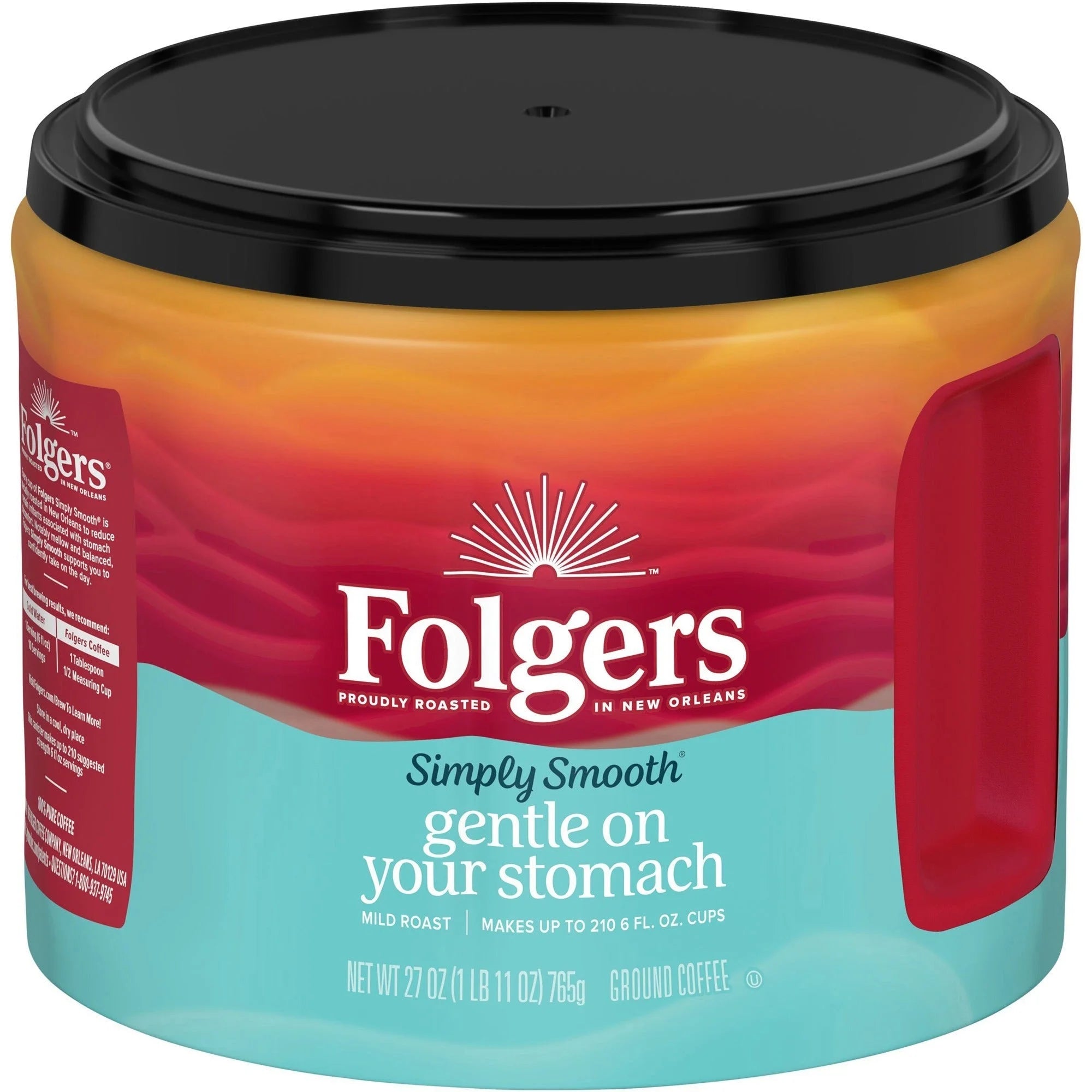 Folgers Simply Smooth Coffee: Medium Roast 27 oz Ground Canister - Coffee