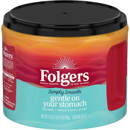 Folgers Simply Smooth Coffee: Medium Roast 27 oz Ground Canister - Coffee