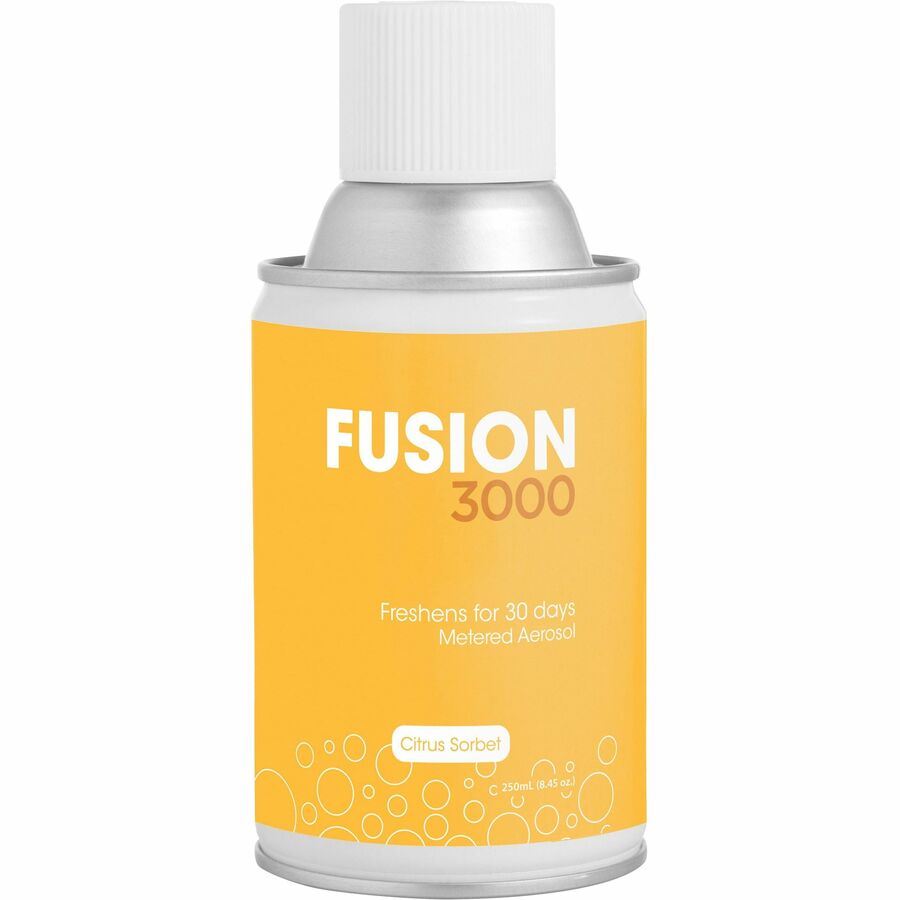 Fresh Products Fusion 3000 Metered Aerosols - 6000 ft² - Citrus Sorbet - 30 Day - Odor Neutralizer VOC Compliant - 12