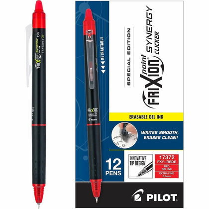 FriXion Synergy Clicker Erasable Gel Pen: Extra Fine Point Retractable Red Ink - Pens