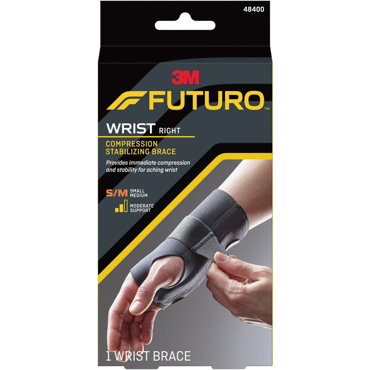 FUTURO Right-Hand Small/Medium Wrist Support - Black - 1 Each - Supports
