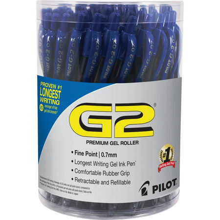 G2 Retractable Gel Ink Pens: Blue 0.7mm Fine Point - Refillable - 36 Pack - Pens