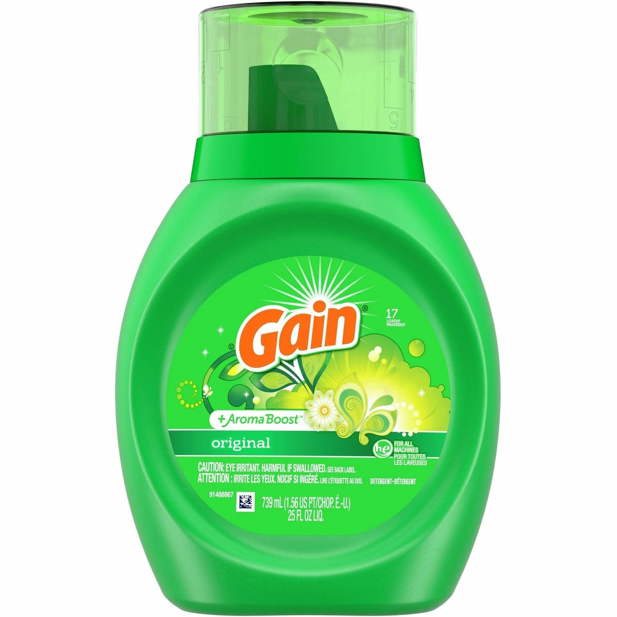 Gain Liquid Laundry Detergent: Original Scent 25 fl oz - Dirt Remover - 6/Carton - Cleaning & Supplies