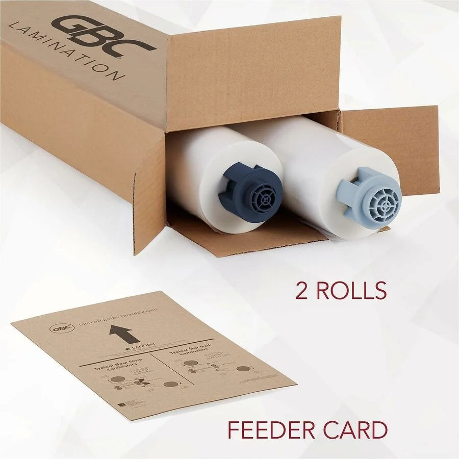 GBC EZ Load Blue End Cap Laminating Roll Film - 25’’ x 250 ft 3 mil - Glossy Finish - Menu Poster Banner - 2/Box