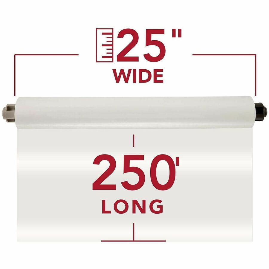 GBC EZ Load Gray End Cap Laminating Roll Film - 25’’ x 250 ft 3 mil - Glossy Finish - Classroom Use - Clear - 2/Carton